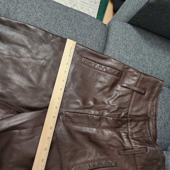 Marissa Webb Pants Womens 2 Brown Lamb Leather Cropped Straight Leg High-Rise - Picture 15 of 16